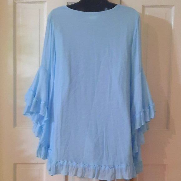 Powder Blue Relaxed Ruffled Tunic - Picture 6 of 9